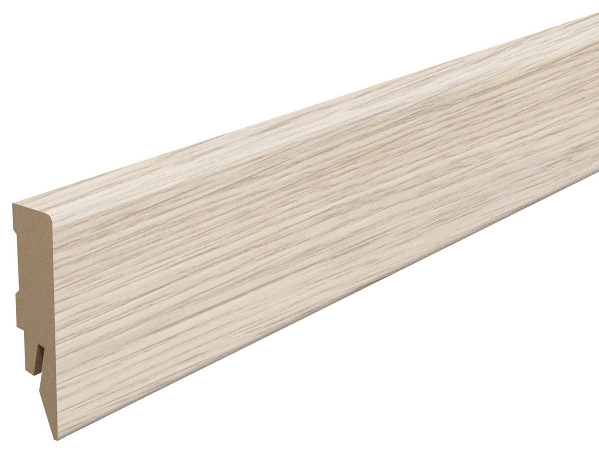 SOCKELLEISTE Eiche weiss Weiß  - Weiß, KONVENTIONELL, Holzwerkstoff (240/1.4/5.8cm) - Egger Holzwerkstoffe