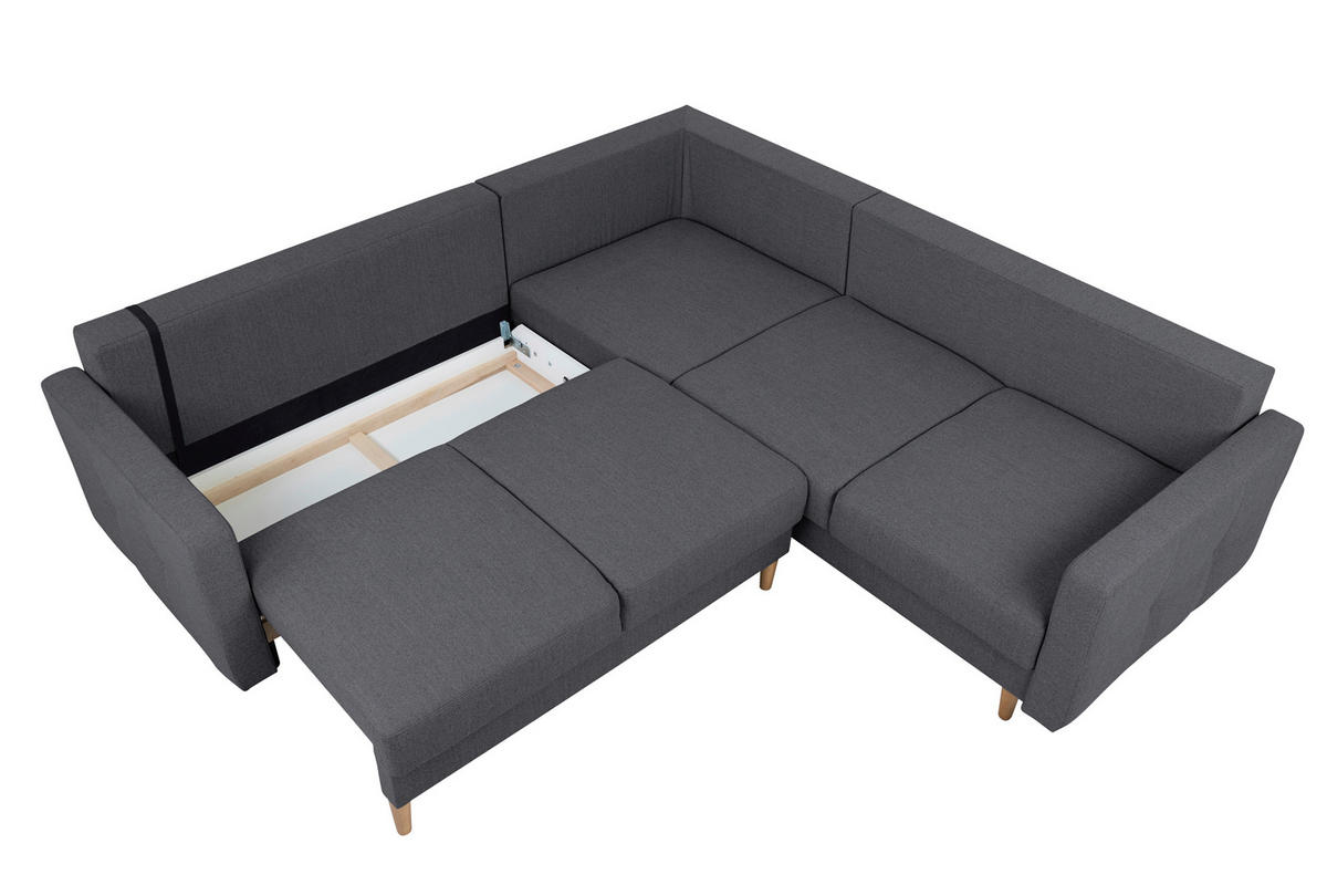 ECKSOFA in Dunkelgrau  - Dunkelgrau/Buchefarben, Design, Holz/Textil (242/242cm) - MID.YOU