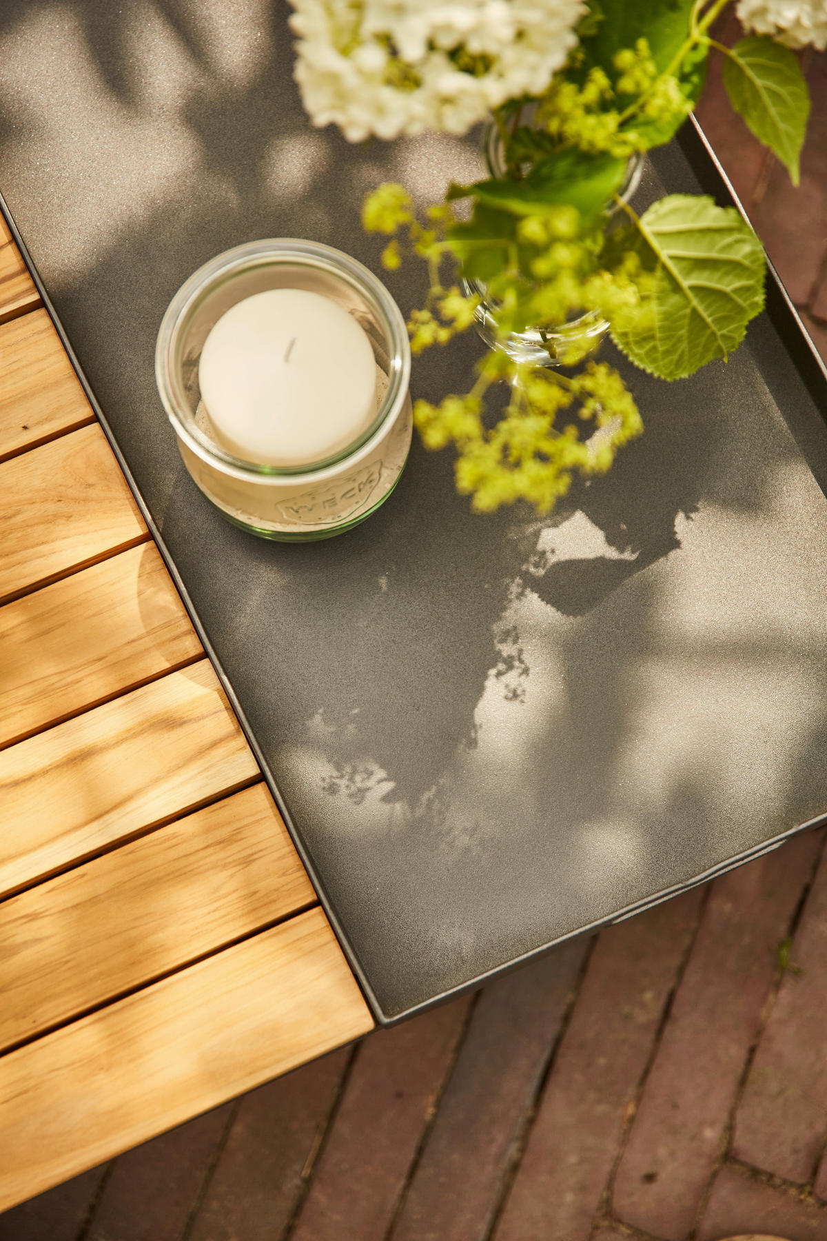 LOUNGETISCH 102/70/27,5 cm Holz  - Anthrazit/Teakfarben, MODERN, Holz/Metall (102/70/27,5cm) - Siena Garden