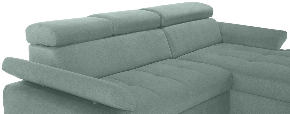 ECKSOFA in Velours Grün  292/183 cm  - Silberfarben/Grün, Design, Holz/Textil (292/183cm) - Livetastic