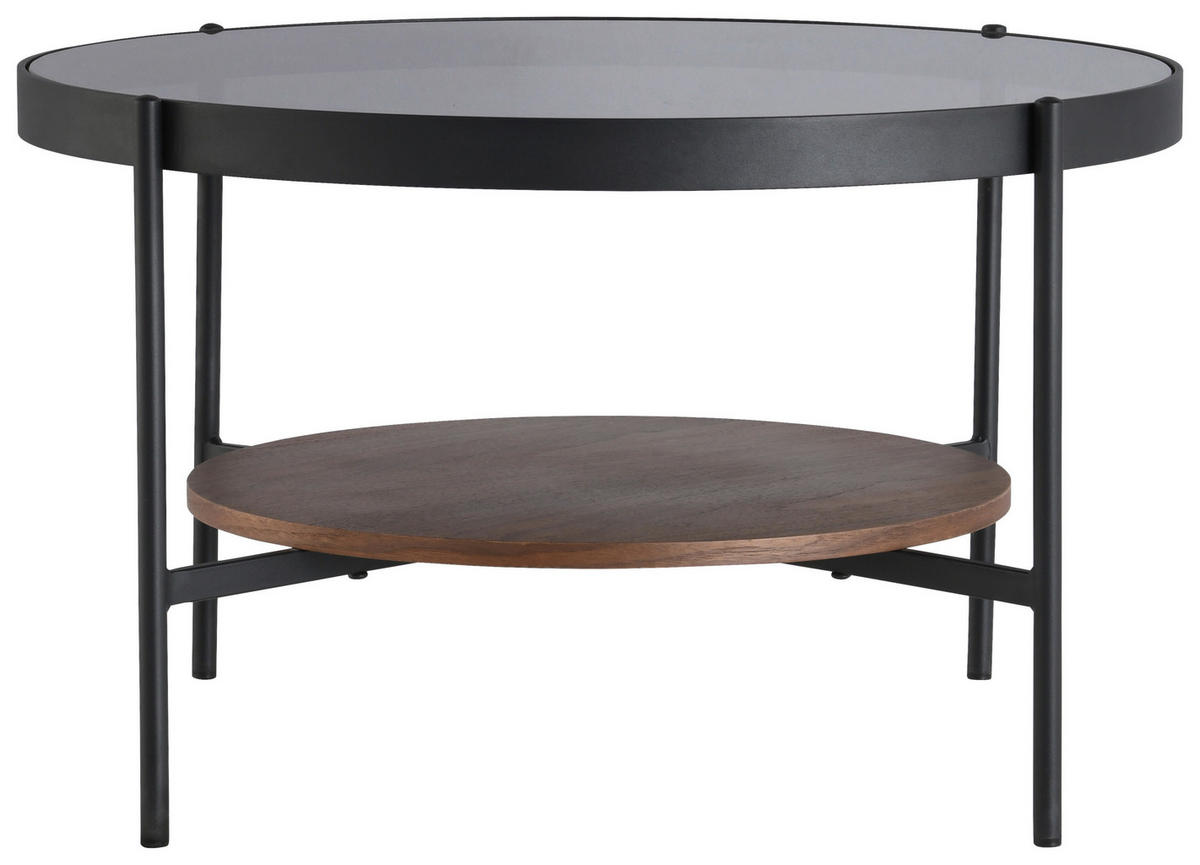 COUCHTISCH in Metall, Glas, Holzwerkstoff  - Schwarz/Naturfarben, Design, Glas/Holzwerkstoff (74/43/74cm) - MID.YOU