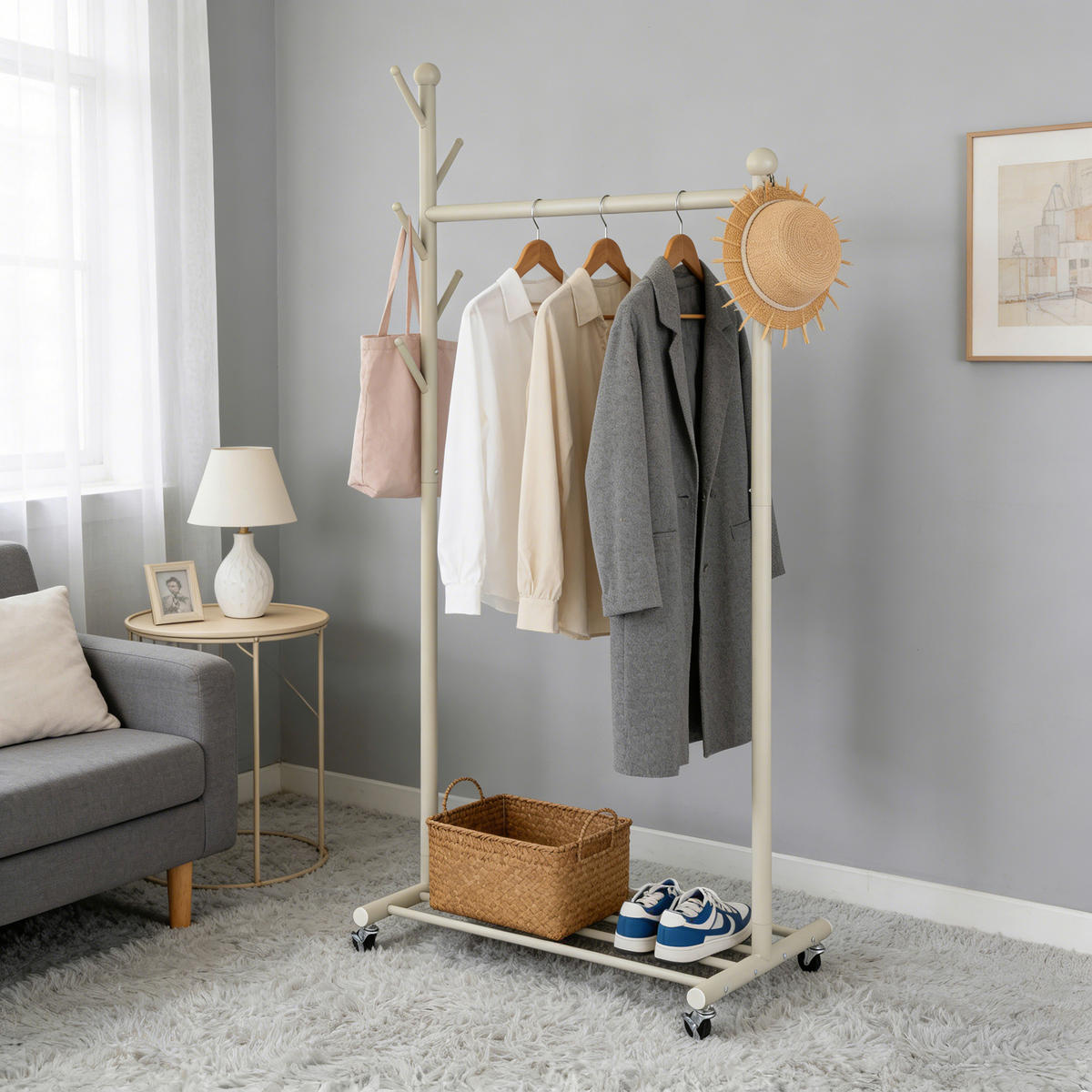 KLEIDERWAGEN in Beige 68/171/43 cm   - Beige, Design, Kunststoff/Metall (68/171/43cm) - MID.YOU