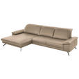 ECKSOFA in Echtleder Hellbraun  - Hellbraun/Schwarz, Design, Leder/Metall (193/328cm) - Dieter Knoll