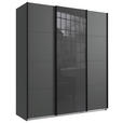 SCHWEBETÜRENSCHRANK  in Graphitfarben, Grau  - Schwarz/Graphitfarben, KONVENTIONELL, Glas/Holzwerkstoff (180/208/64cm) - Carryhome