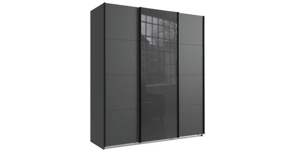 SCHWEBETÜRENSCHRANK  in Graphitfarben, Grau  - Schwarz/Graphitfarben, KONVENTIONELL, Glas/Holzwerkstoff (180/208/64cm) - Carryhome