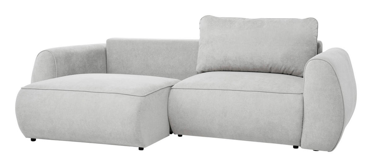 SCHLAFSOFA Chenille Hellgrau  inkl. Zierkissen, Rückenkissen, Bettkasten, Schlaffunktion, Rücken echt, Liegefläche im Originalstoff  - Hellgrau/Schwarz, KONVENTIONELL, Kunststoff/Textil (257/96/110cm) - Milino