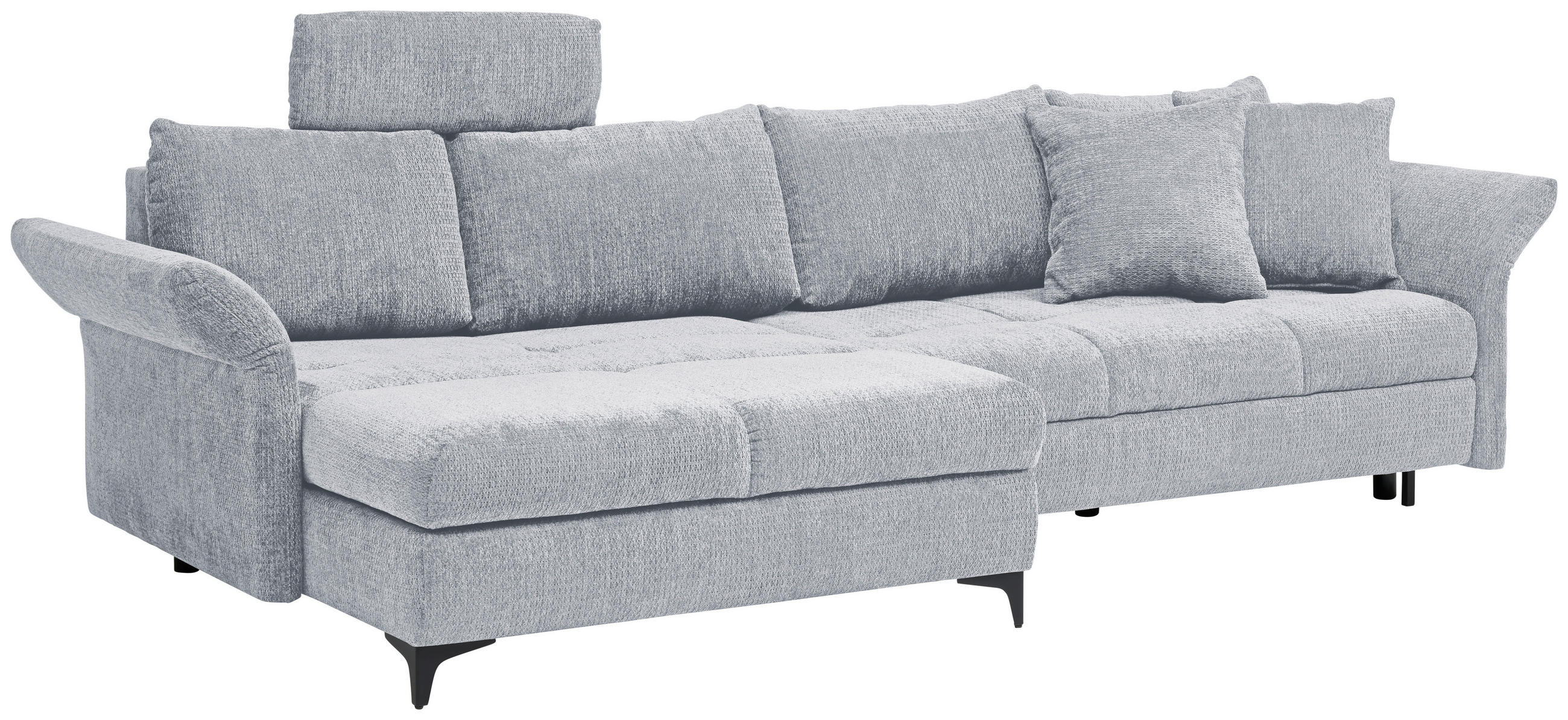 ECKSOFA Chenille  - Schwarz, KONVENTIONELL, Textil/Metall (291/153cm) - Hom`in