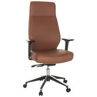 PISARNIŠKI STOL usnje rjava  - črna/rjava, Basics, kovina/umetna masa (68/123-130/68cm) - MID.YOU
