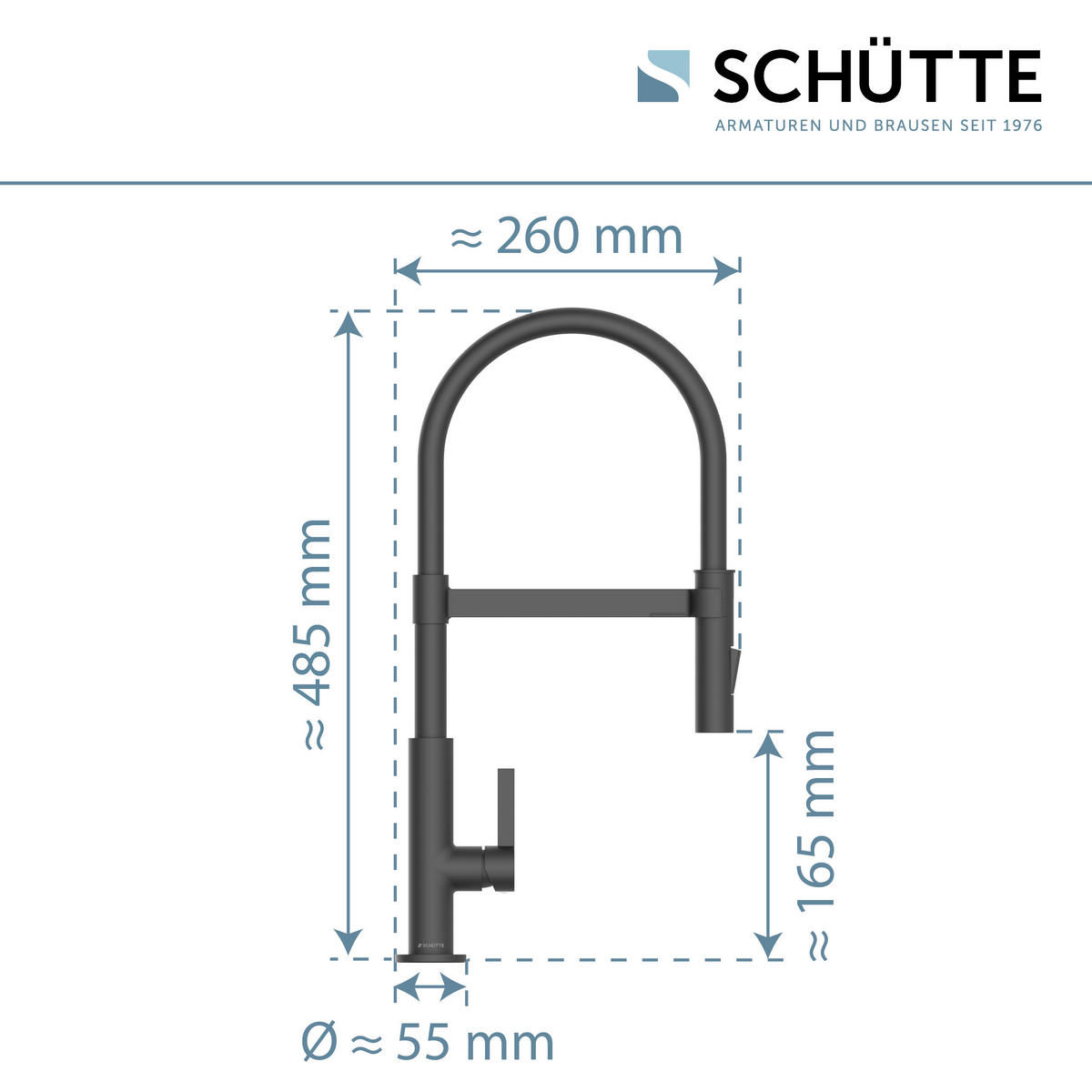 KÜCHENARMATUR  - Schwarz, Basics, Metall (5,5/49/26,5cm) - Schütte