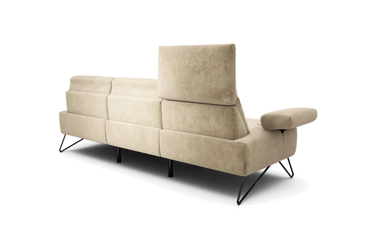 3-SITZER-SOFA Samt Naturfarben  - Schwarz/Naturfarben, Design, Textil/Metall (234-264/85/86-94cm) - SENSOO