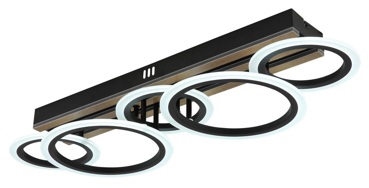 LED-DECKENLEUCHTE 74,5/25/11,5 cm   - Dunkelbraun/Schwarz, Natur, Holzwerkstoff/Kunststoff (74,5/25/11,5cm) - Globo