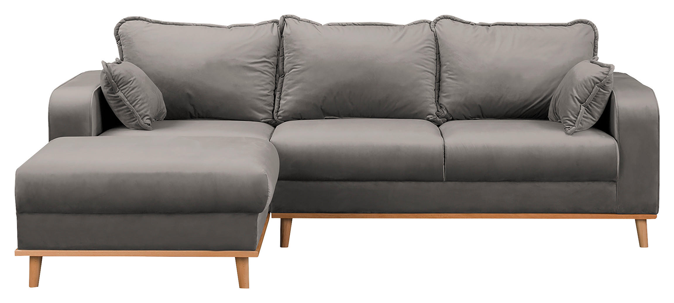 ECKSOFA Beata Grau Mikrofaser  - Wengefarben/Grau, Design, Holz/Textil (150/230cm) - Livetastic