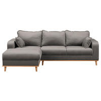 ECKSOFA Mikrofaser Grau  - Wengefarben/Grau, Design, Holz/Textil (150/230cm) - Livetastic