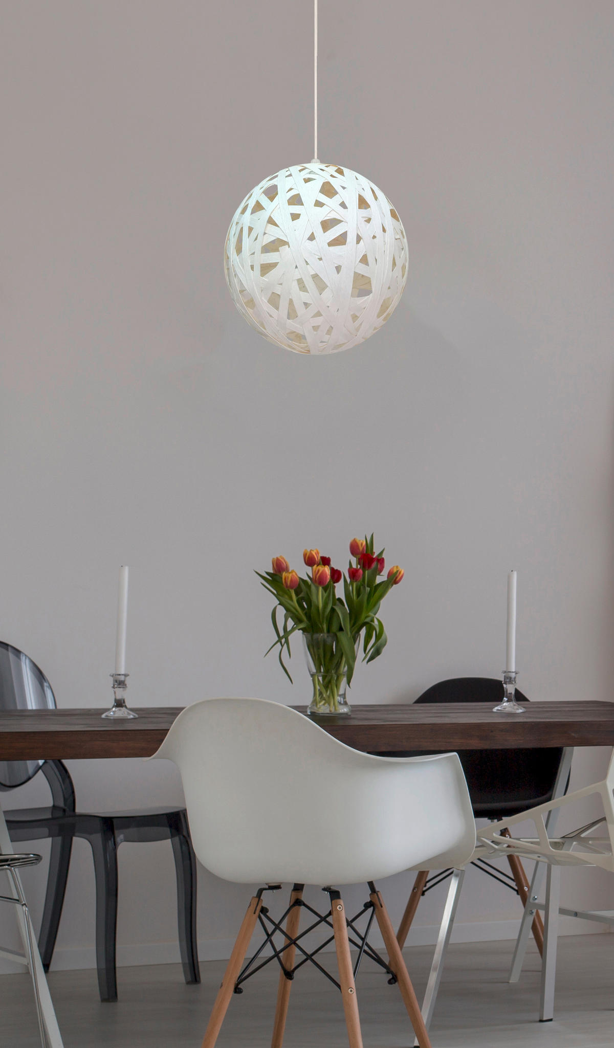 PENDELLAMPA Frida 40/40/130 cm  - vit, Klassisk, plast (40/40/130cm)