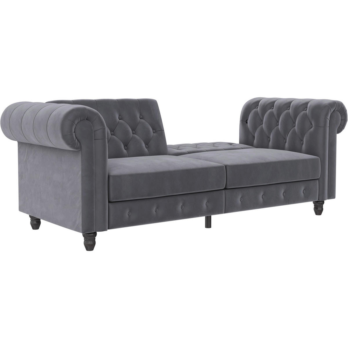 SCHLAFSOFA FIRENZE in Velours Anthrazit Vintage, Skandinavisch, Modern  - Anthrazit/Schwarz, Basics, Holz/Textil (236/83/87cm) - Livetastic