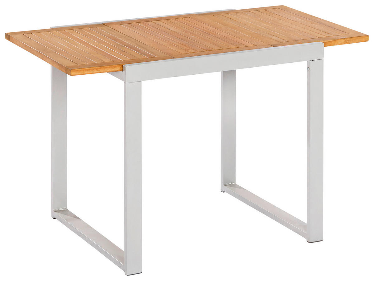 ZAHRADNÍ STŮL, dřevo, kov, 80-120/74/70 cm - barvy stříbra/barvy akácie, Konvenční, kov/dřevo (80-120/74/70cm) - Gardenson