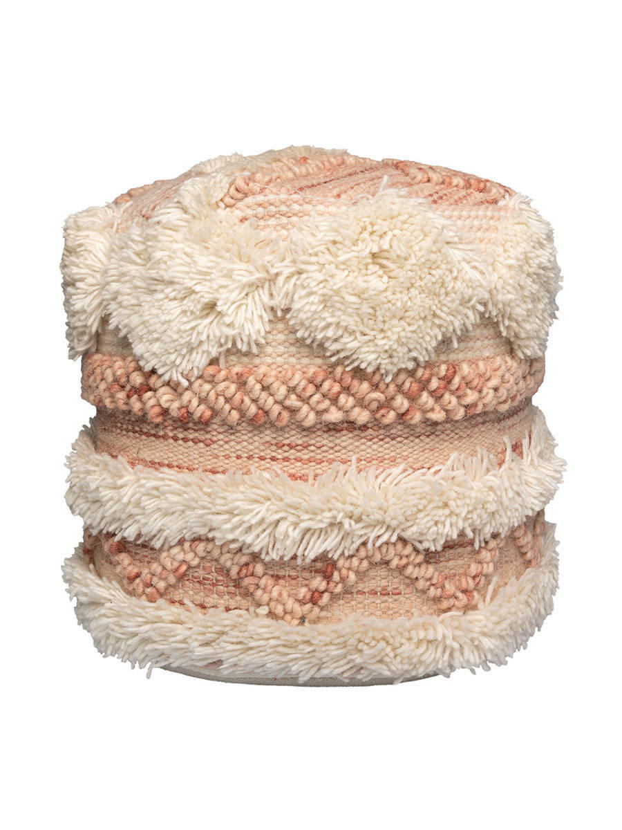 POUF in Creme, Rosa Textil - Creme/Rosa, Trend, Textil (35/35/35cm) - Kayoom