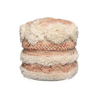 POUF Makramee Struktur 35/35/35 cm  - Creme/Rosa, Trend, Textil (35/35/35cm) - Kayoom