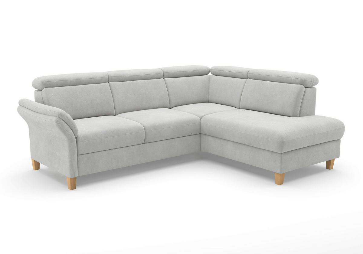 ECKSOFA GLENDALE E Silberfarben Flachgewebe  - Eichefarben/Silberfarben, KONVENTIONELL, Holz/Textil (247/193cm) - Sit & More