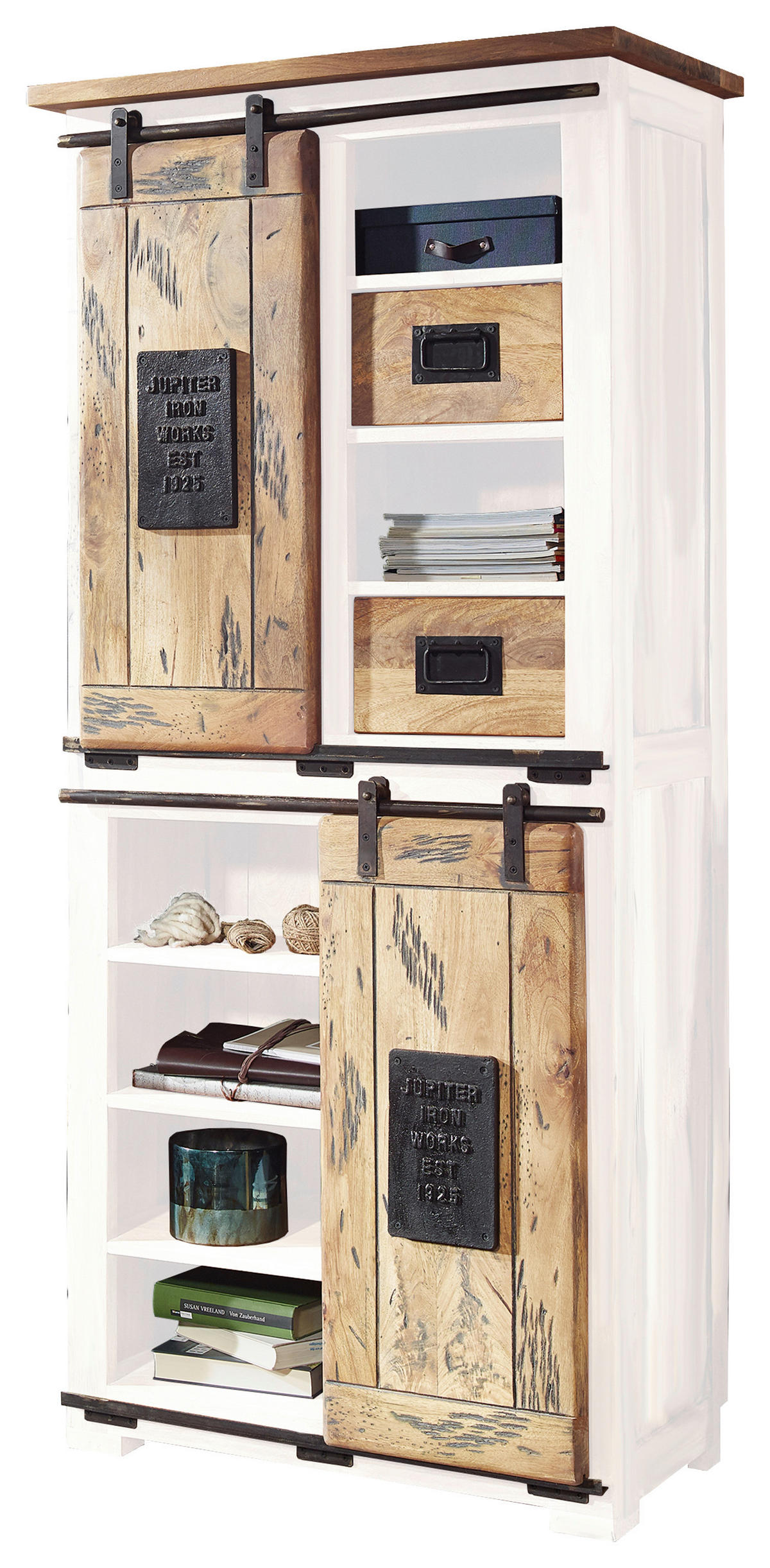 HIGHBOARD  in 80/175/45 cm  - Schwarz/Braun, KONVENTIONELL, Holz/Metall (80/175/45cm) - Livetastic