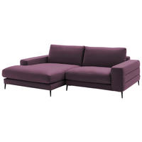 ECKSOFA  in Velours Violett Rücken echt  177/253 cm  - Violett/Schwarz, Design, Textil/Metall (177/253cm) - Dieter Knoll