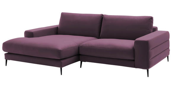 ECKSOFA  in Velours Violett  177/253 cm  - Violett/Schwarz, Design, Textil/Metall (177/253cm) - Dieter Knoll