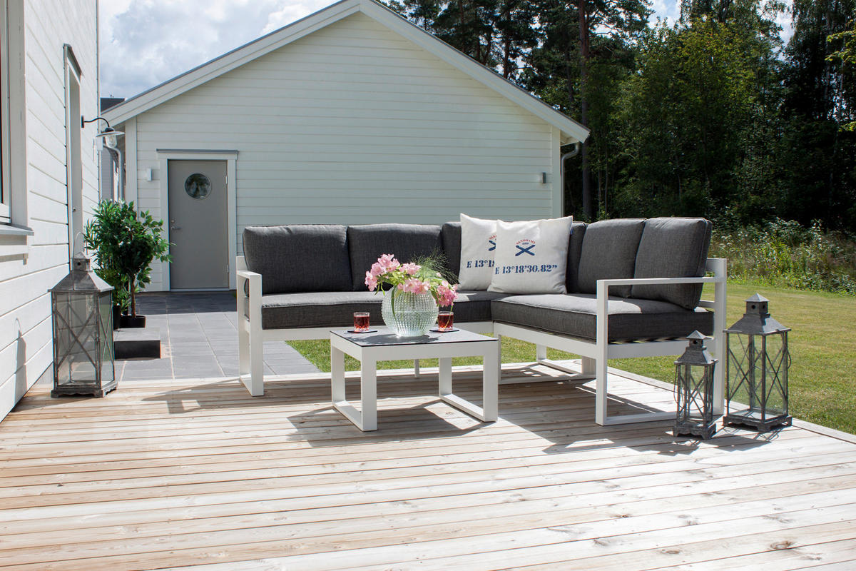 LOUNGEGRUPP 2 delar  - vit/grå, Basics, metall/textil (190/118cm)