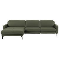 ECKSOFA  Echtleder Graugrün  - Schwarz/Graugrün, Design, Leder/Metall (179/323cm) - Dieter Knoll
