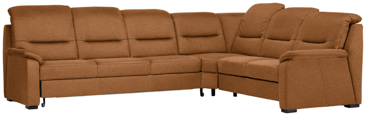 ECKSOFA in Mikrofaser Orange  - Schwarz/Orange, Konventionell, Holz/Textil (303/245cm) - Beldomo Comfort