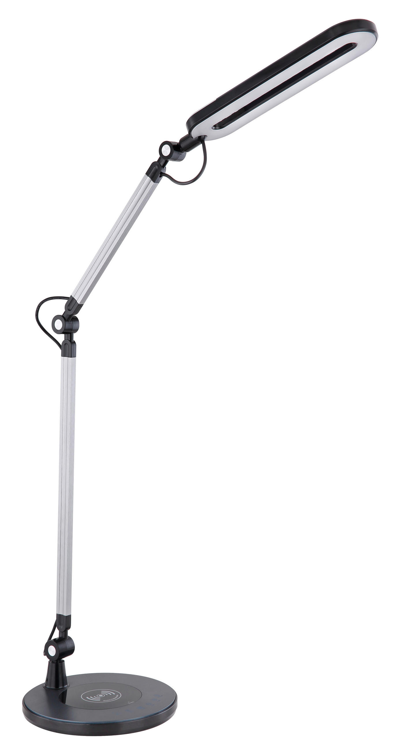LED-SCHREIBTISCHLEUCHTE URSINO 58,7/20/107 cm   - Silberfarben/Schwarz, KONVENTIONELL, Kunststoff/Metall (58,7/20/107cm) - Globo