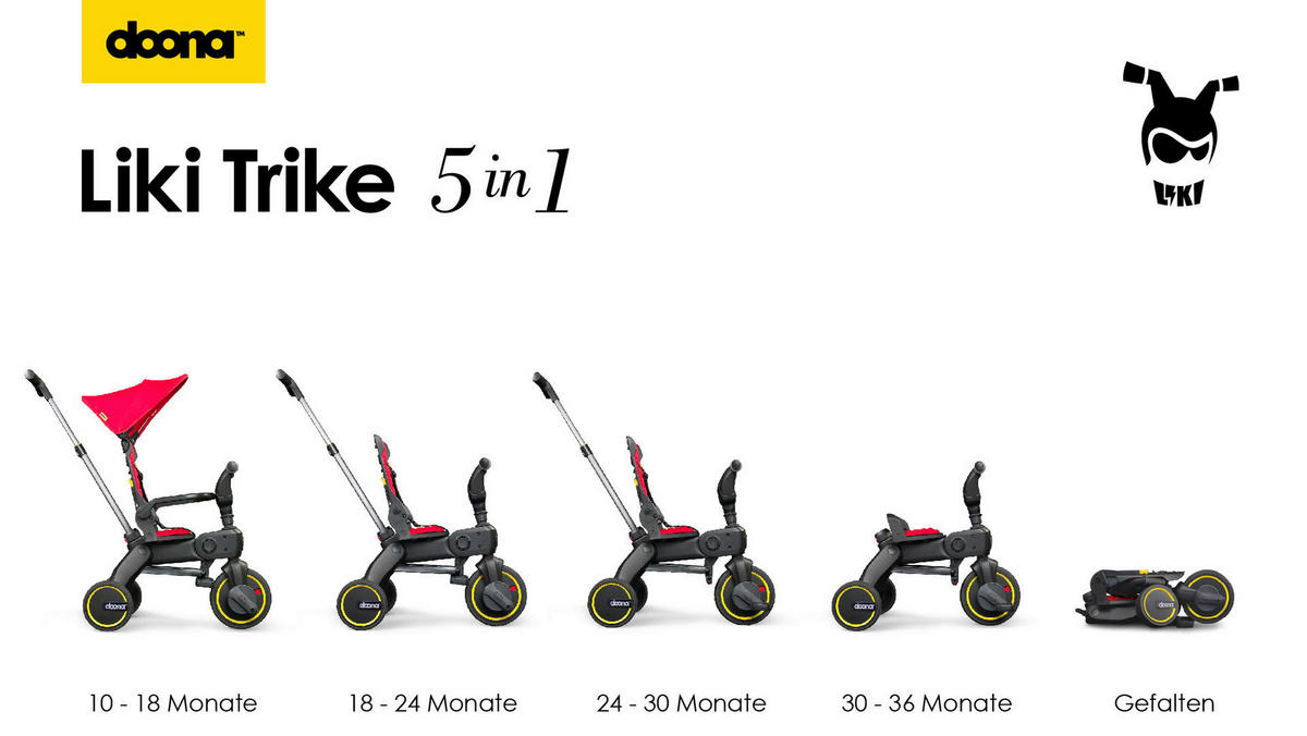 DREIRAD Liki Trike S3  - Schwarz/Grün, Trend, Kunststoff/Metall (33,9/33,9/25,1cm) - Doona