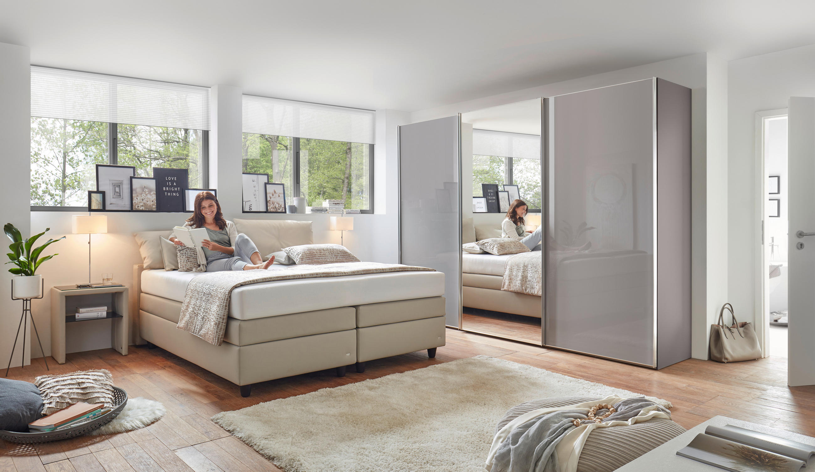 BOXSPRINGBETT 180/200 cm  in Taupe  - Taupe/Schwarz, KONVENTIONELL, Kunststoff/Textil (180/200cm) - RUF Betten