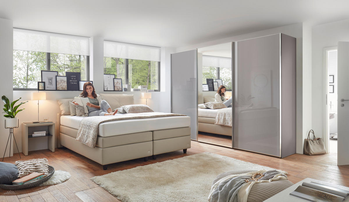 BOXSPRINGBETT 180/200 cm  in Taupe  - Taupe/Schwarz, Konventionell, Kunststoff/Textil (180/200cm) - RUF Betten