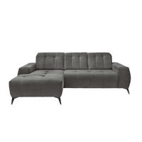 ECKSOFA Grau Cord  - Schwarz/Grau, MODERN, Textil/Metall (258/180cm) - Livetastic