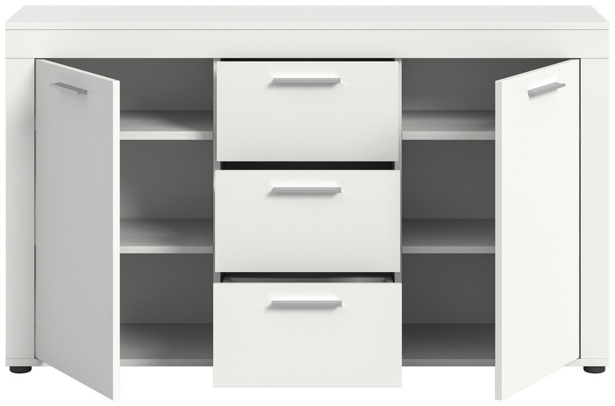 SIDEBOARD 125/80/35 cm  in Weiss  - noir/blanc, Design, matière synthétique/matériau de bois (125/80/35cm) - MID.YOU