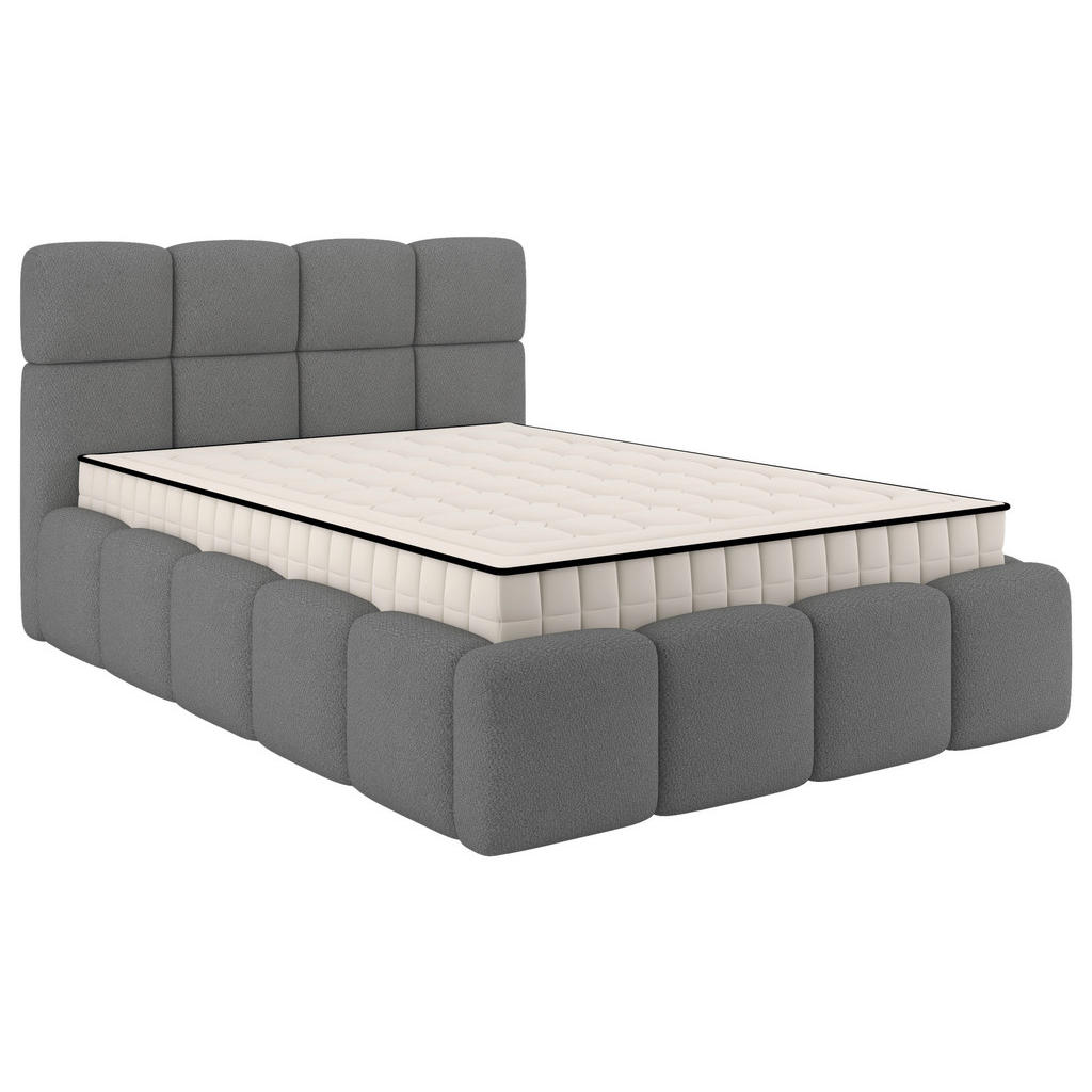 Polsterbett mit Matratze 140x200cm Cloudy Grau