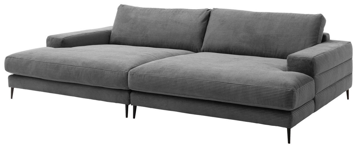 BIGSOFA in Cord Dunkelgrau  - Dunkelgrau/Schwarz, Design, Textil/Metall (296/83/177cm) - Dieter Knoll