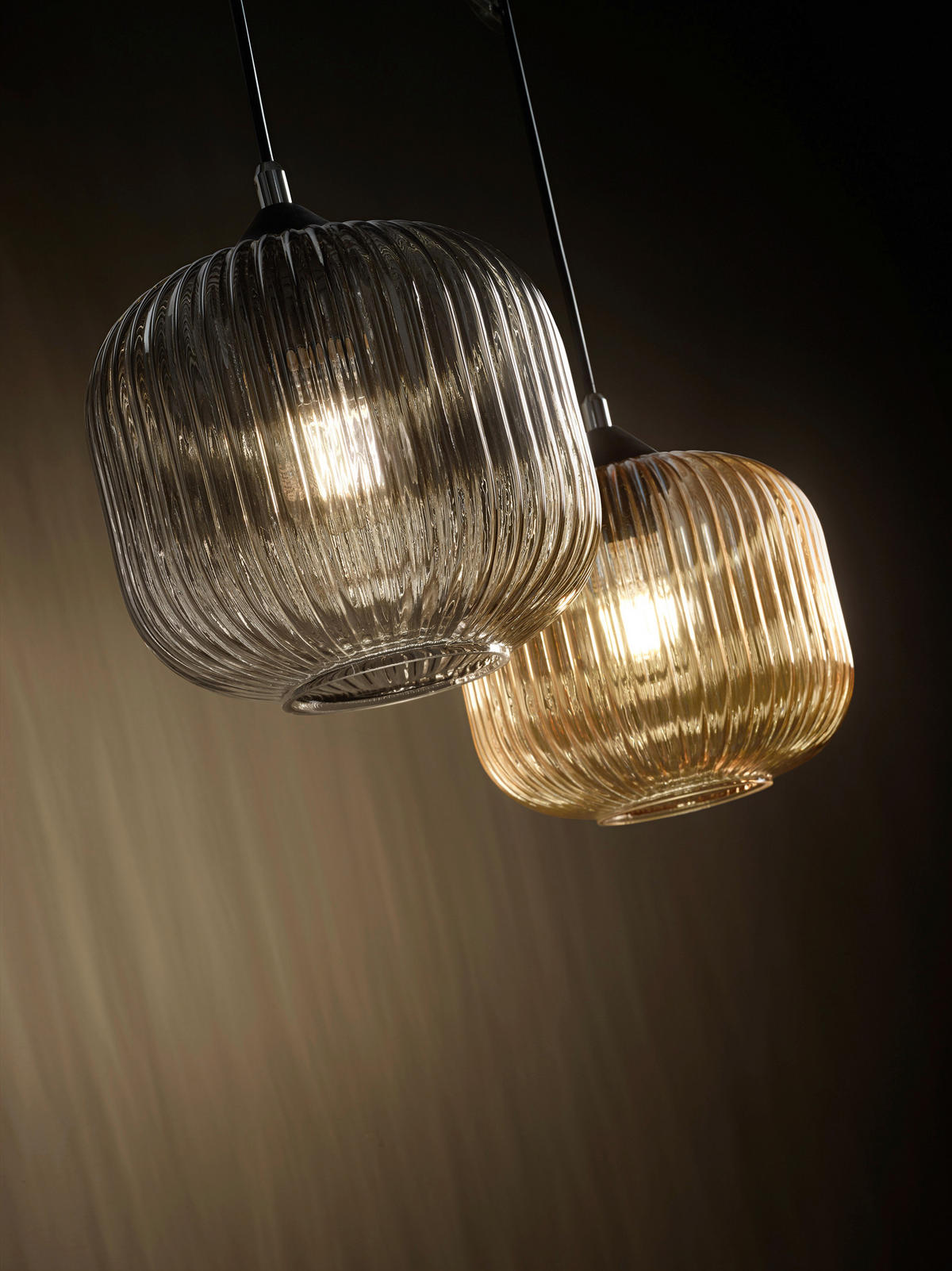 PENDELLEUCHTE Dock 20/200 cm   - Schwarz/Grau, Design, Glas/Metall (20/200cm) - Fabas Luce