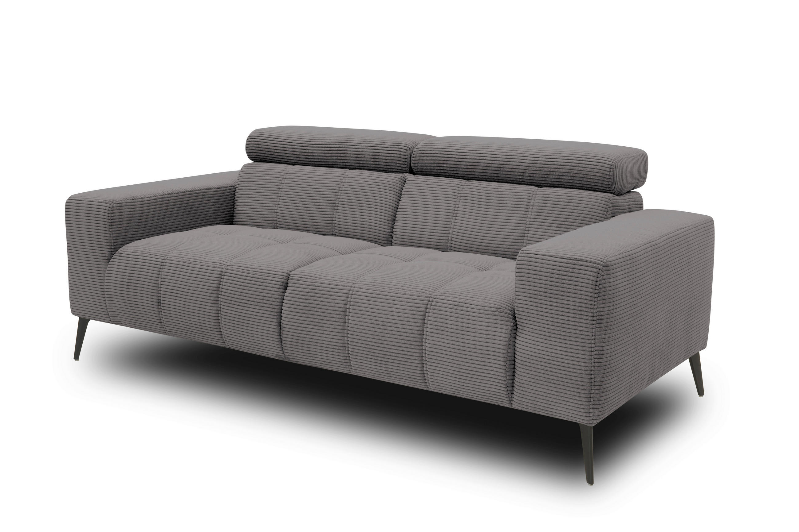 2-SITZER-SOFA TRENTO Mikrofaser Grau  - Dunkelgrau/Schwarz, MODERN, Textil/Metall (208/79/104cm) - MID.YOU