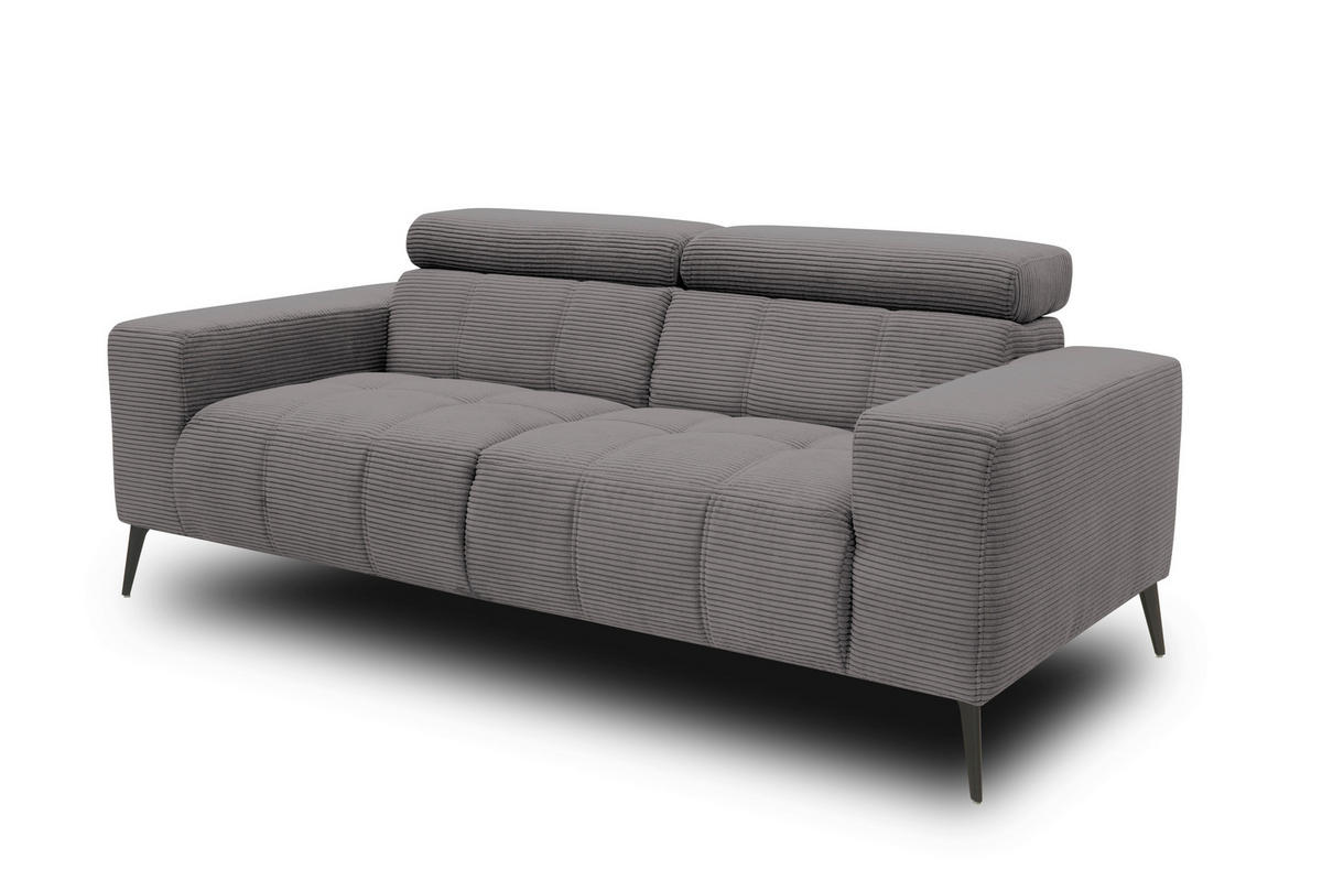 2-SITZER-SOFA TRENTO Mikrofaser Grau  - Dunkelgrau/Schwarz, MODERN, Textil/Metall (208/79/104cm) - MID.YOU