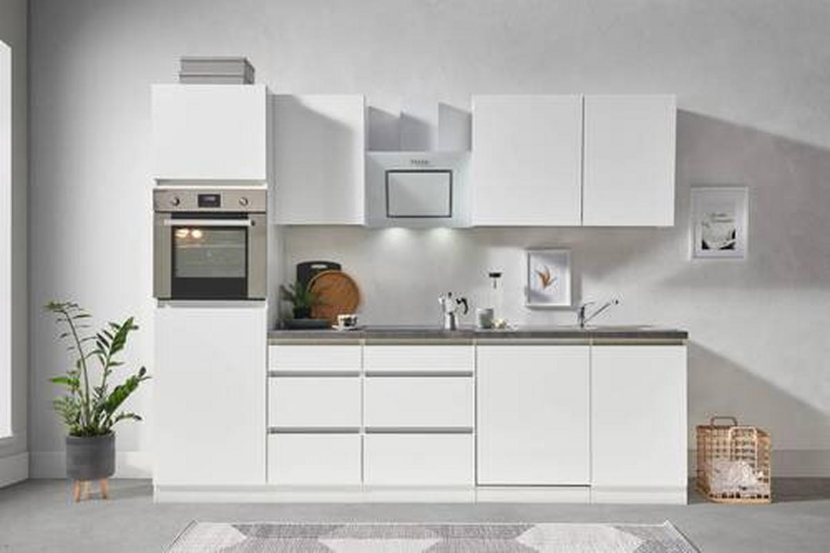 KÜCHENBLOCK 280 cm   in Weiss  - Weiss/Grau, Modern, Holzwerkstoff (280cm) - Respekta