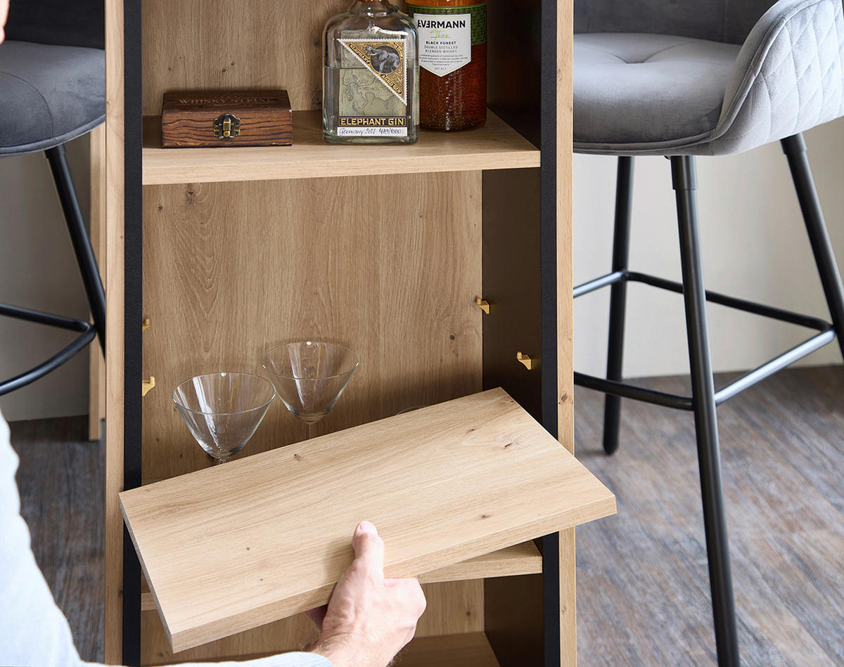 BARTISCH Schwarz, Eiche Artisan  - Schwarz/Eiche Artisan, MODERN, Holzwerkstoff (115/50/103cm) - MID.YOU