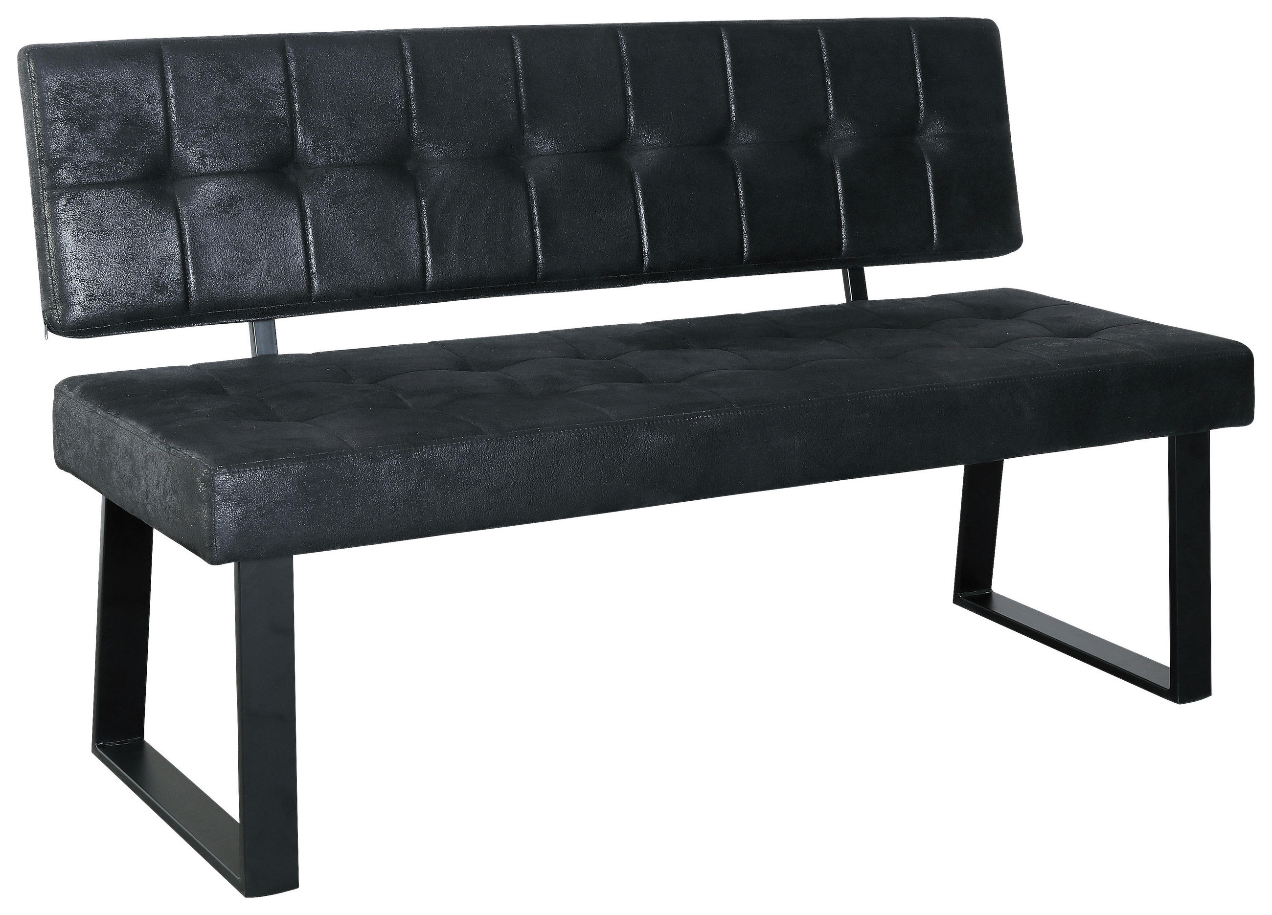 SITZBANK 140/85/56 cm Webstoff Schwarz  - Schwarz, MODERN, Textil/Metall (140/85/56cm) - MID.YOU