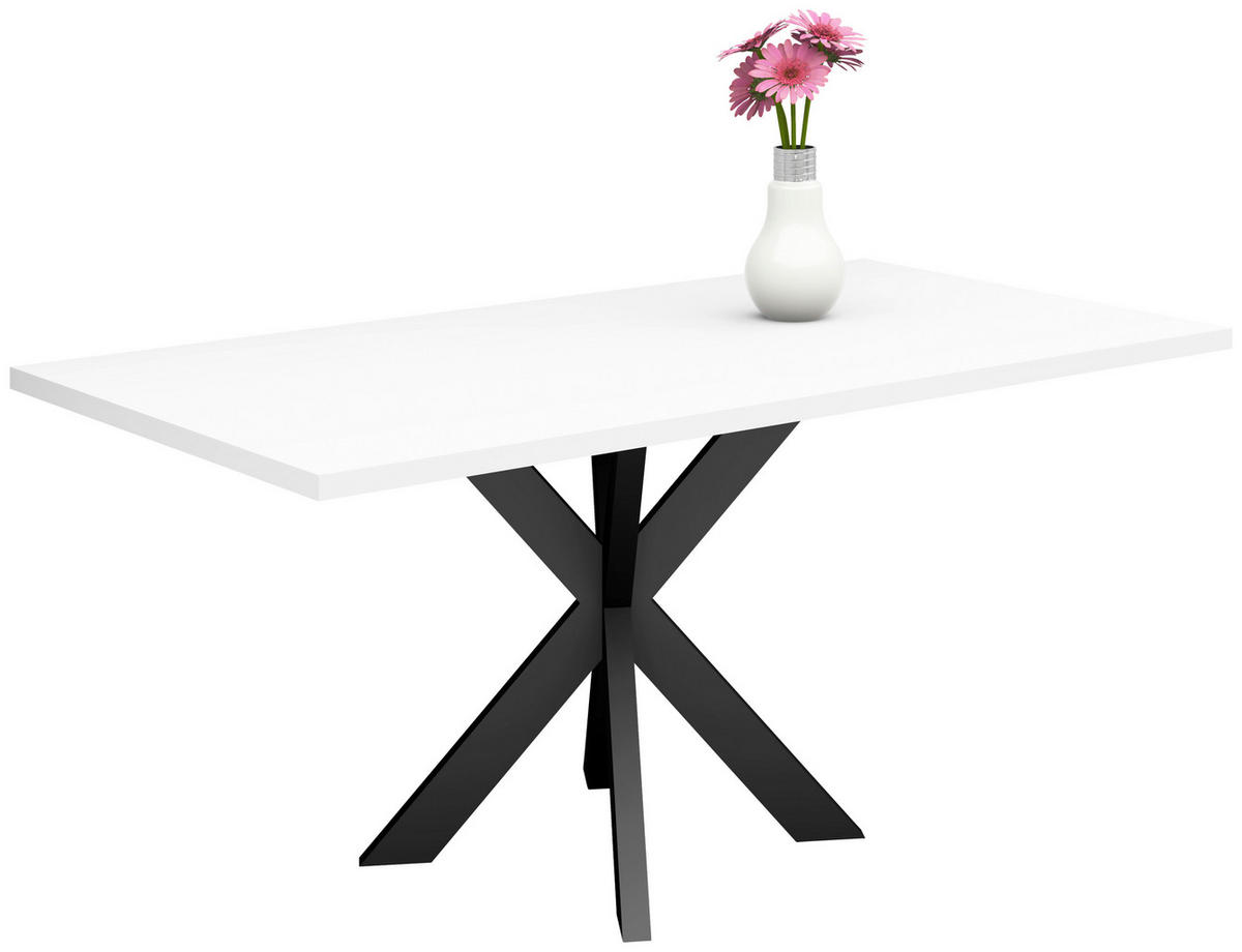 ESSTISCH in Metall, Holzwerkstoff 140/90/78 cm   - Schwarz/Weiß, MODERN, Holzwerkstoff/Metall (140/90/78cm) - Livetastic