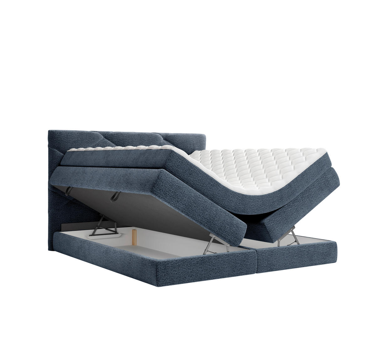 BOXSPRINGBETT 140/200 cm,  in Dunkelblau, Bettkasten, Matratzen, H2 + H3 = mittel + fest  - Schwarz/Dunkelblau, KONVENTIONELL, Kunststoff/Textil (140/200cm) - Carryhome