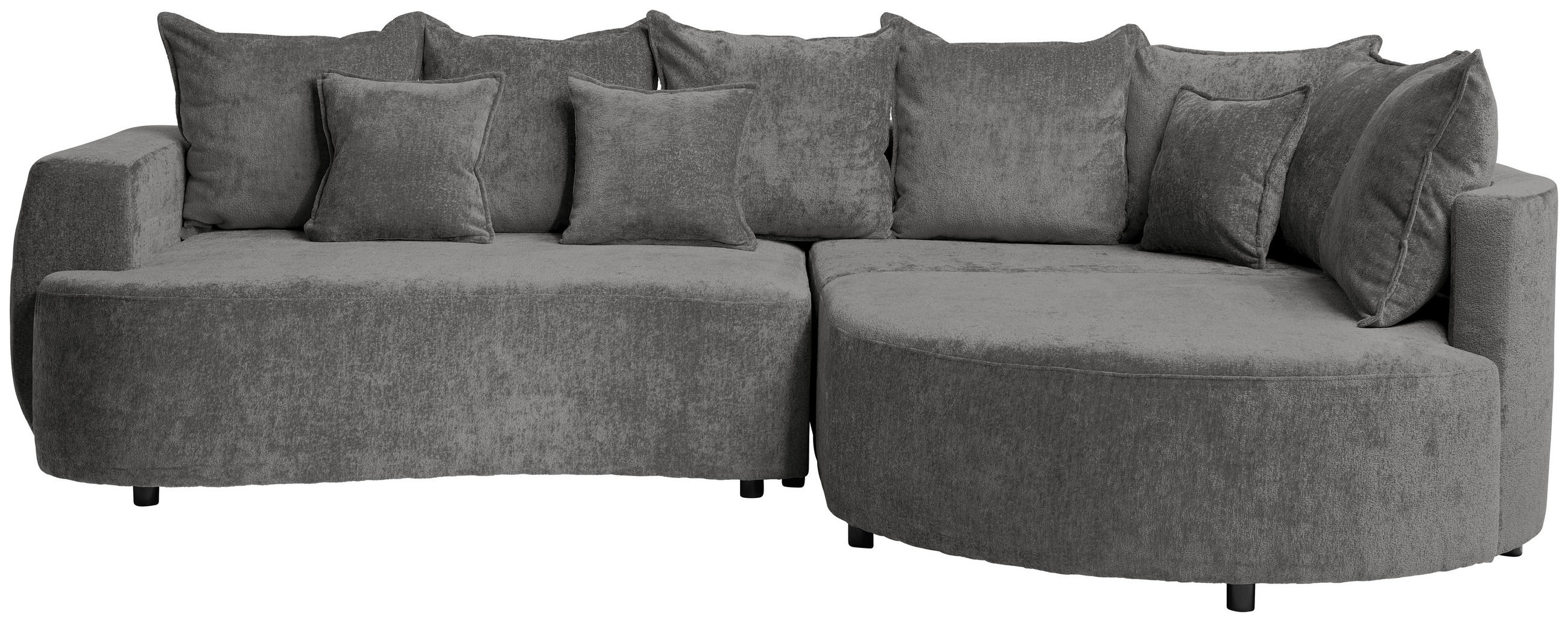 ECKSOFA in Chenille Grau  - Schwarz/Grau, Design, Kunststoff/Textil (307/194cm) - Carryhome