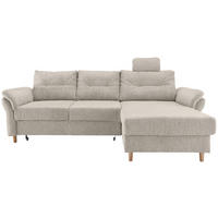 ECKSOFA Beige Chenille Bettkasten, Schlaffunktion, Sitztiefenverstellung, Kopfstütze, Liegefläche im Originalstoff  - Beige/Naturfarben, MODERN, Holz/Textil (250/176cm) - Livetastic