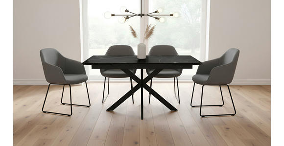 ESSTISCH 120-179/80/76 cm  Metall, Keramik ausziehbar rechteckig Schwarz  - Schwarz, Design, Keramik/Metall (120-179/80/76cm) - Belluti