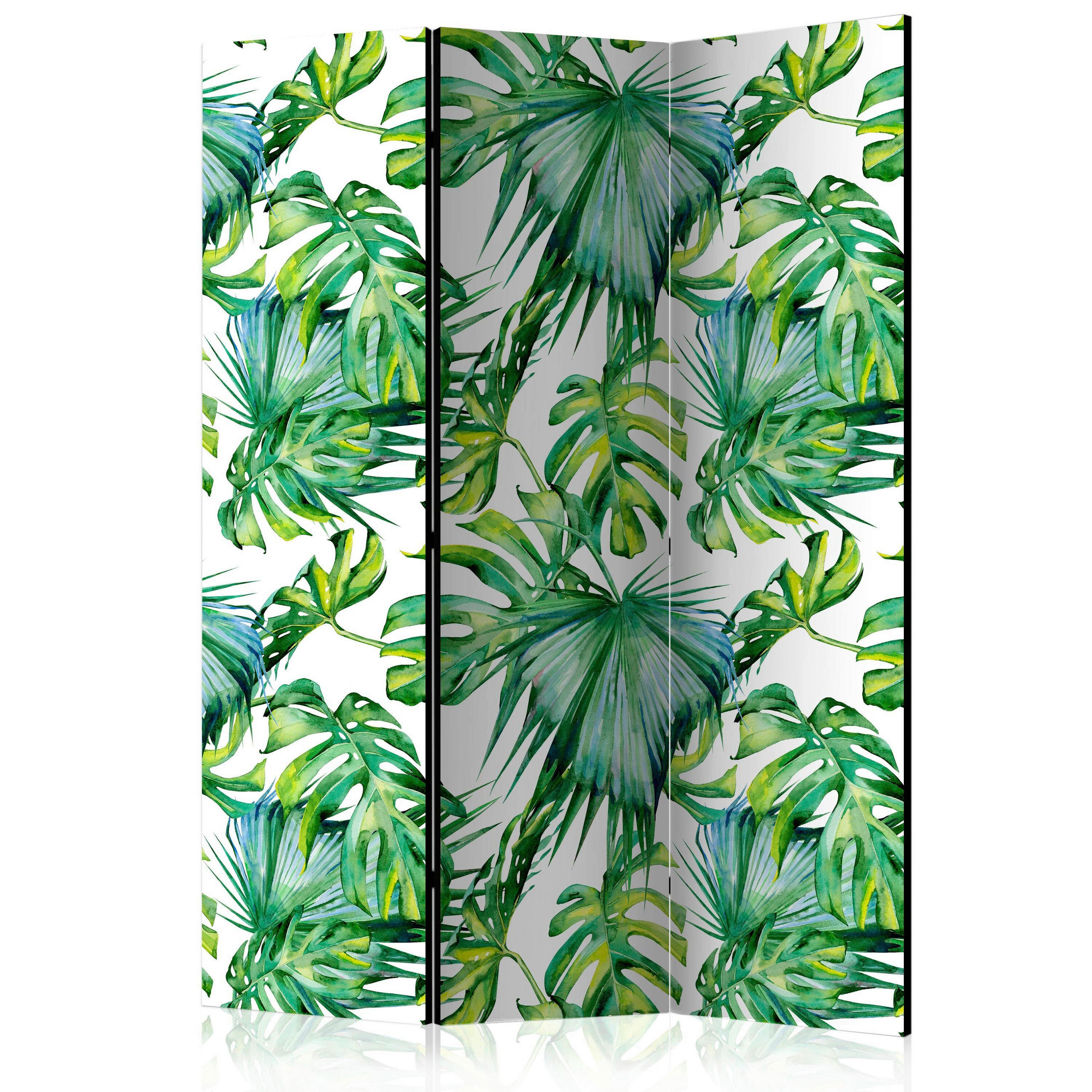 PARAVENT mit 3  Flügel - Weiß/Hellgrün, Basics, Holz/Textil (135/172/3cm) - artgeist
