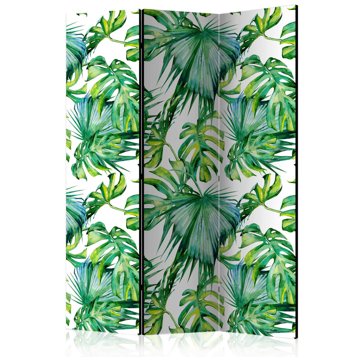 PARAVENT mit 3  Flügel - Weiß/Hellgrün, Basics, Holz/Textil (135/172/3cm) - artgeist